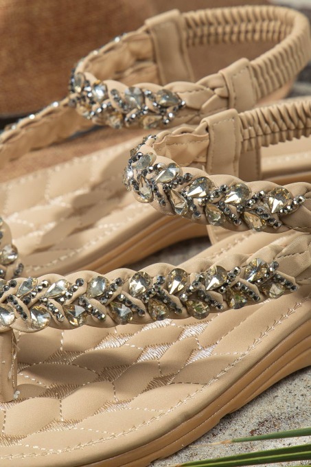 Khayt Beauty Anatomik Parmak Arası Taşlı Günlük Kadın Sandalet - 2