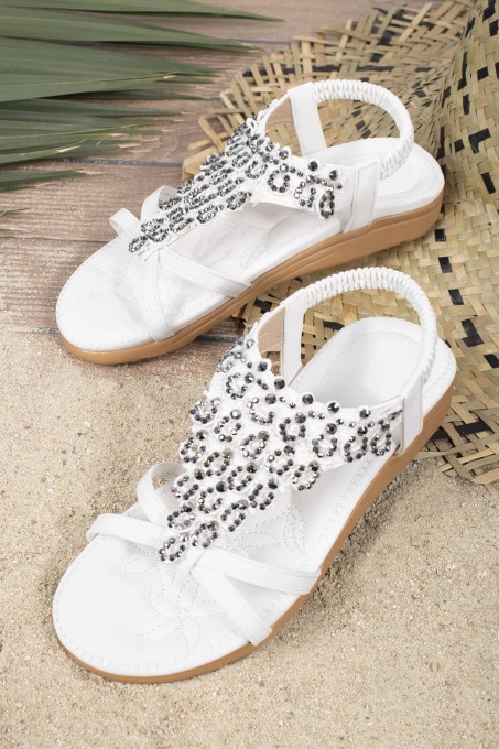 Khayt Maria Anatomik Fashion Taşlı Günlük Kadın Sandalet - 1