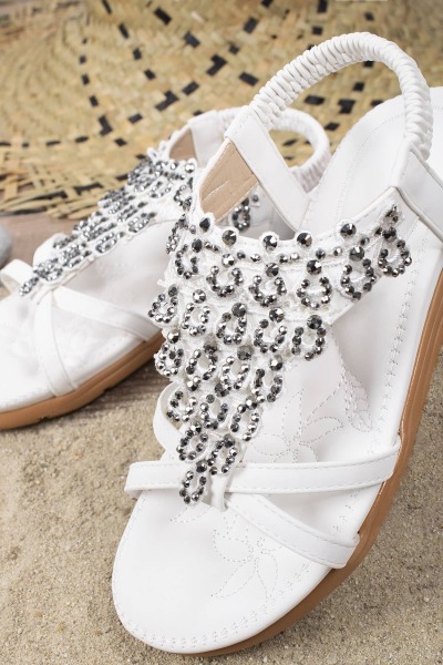 Khayt Maria Anatomik Fashion Taşlı Günlük Kadın Sandalet - 2