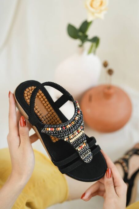 Khayt Rebeca Anatomik Fashion Taşlı Günlük Kadın Sandalet - 4